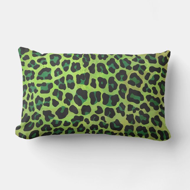 Almofada Lombar Leopardo Negro e Impressão Verde (Frente)