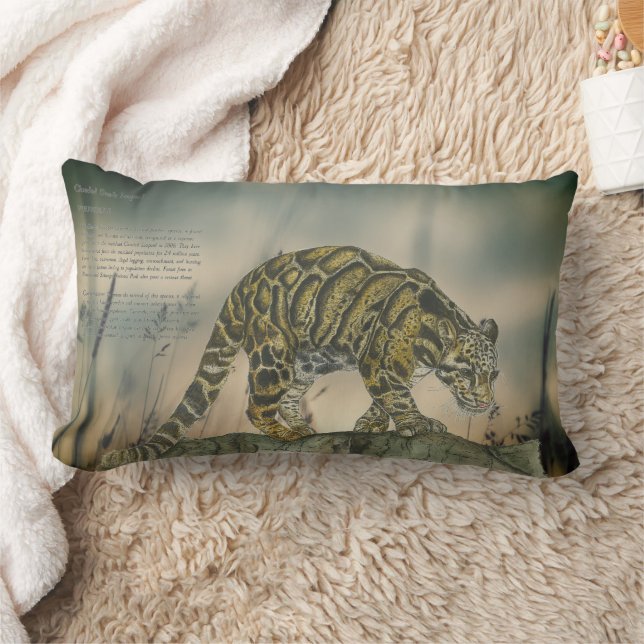 Almofada Lombar Leopardo nublado, Bonito Pintado À Mão, Ameaçado D (Cobertor)