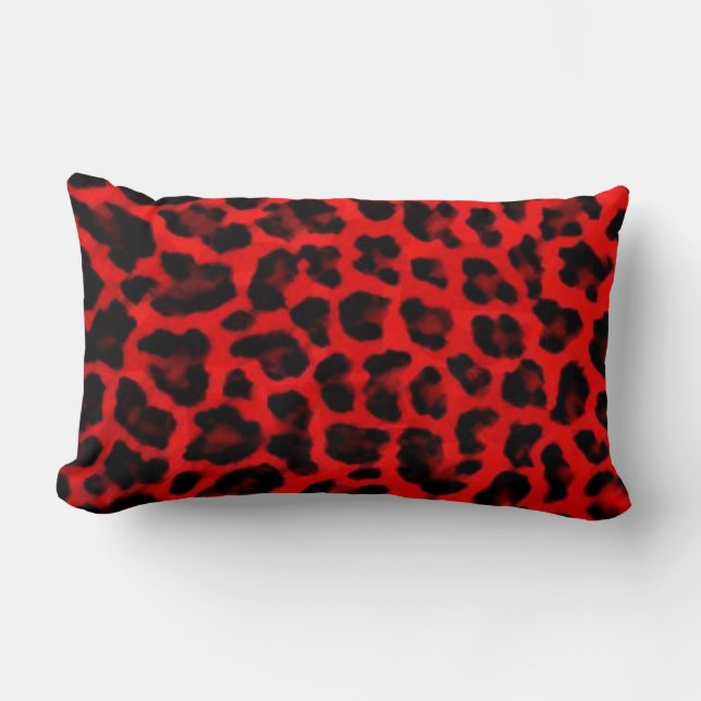 Almofada Lombar Leopardo - vermelho e preto (Frente)