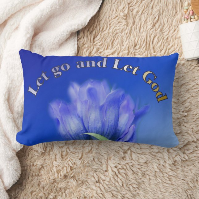 Almofada Lombar Let Go Let God Gentian Flower Inspirational Quote  (Cobertor)