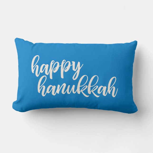 Almofada Lombar Letra Azul da Trendy de Hanukkah Feliz (Frente)