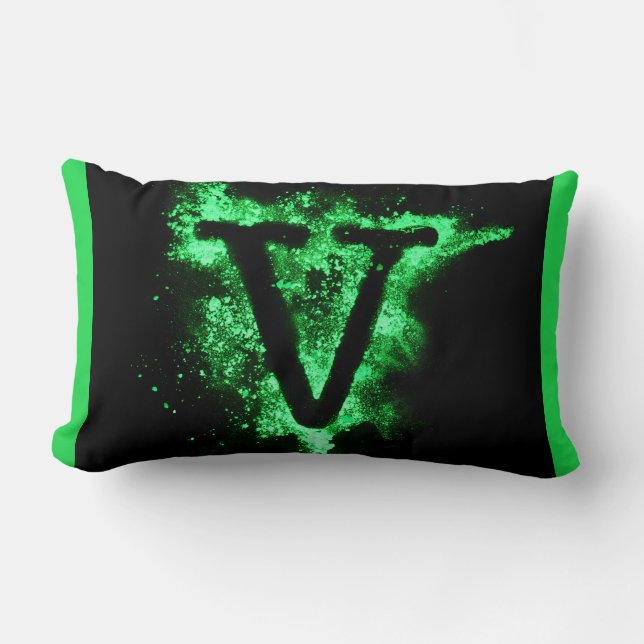 Almofada Lombar Letra V Maiúscula Alfabeta Verde (Frente)