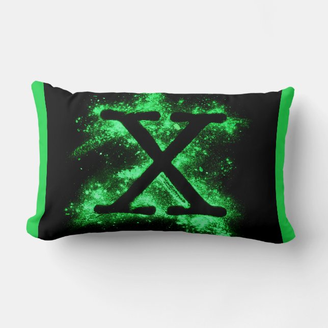 Almofada Lombar Letra X alfabeto maiúsculo verde (Frente)