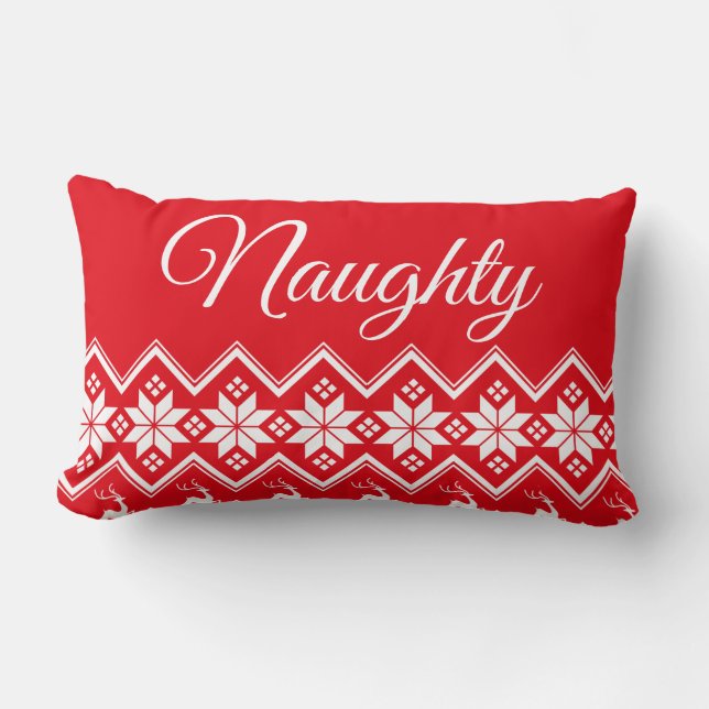 Almofada Lombar Letras em Script Vermelho e Branco Travesso ou Bon (Frente)