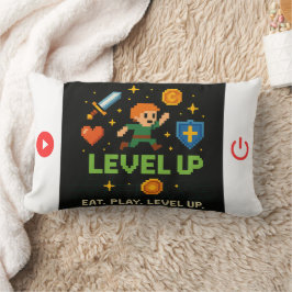 Almofada Lombar Level Up Gamer Throw Pillow – Pixel Retro Decor