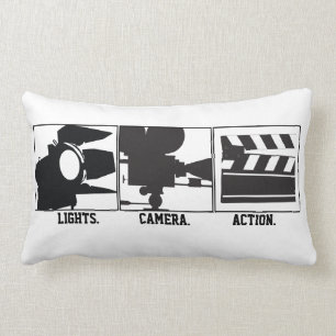 Almofada Lombar Lights.Camera.Action. Travesseiro de Movie Maker