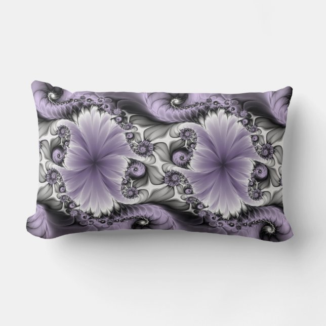 Almofada Lombar Lilac Illusion Abstrato Floral Fractal Art Fantasy (Frente)