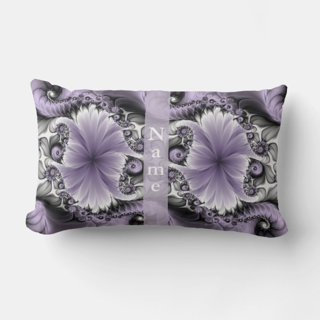 Almofada Lombar Lilac Illusion Abstrato Floral Fractal Art Name (Frente)