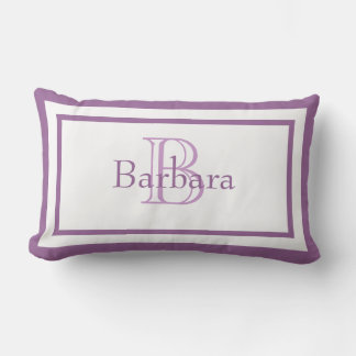 Almofada Lombar Lilac Roxo/ Monograma Branco Nome Manter Travessei