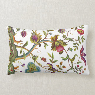 Almofada Lombar Linda Embroborária Tradicional Jacobana Crewel
