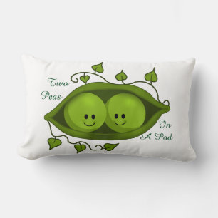 Almofada Lombar Lindas Duas Ervilhas Em Uma Vagem Verde