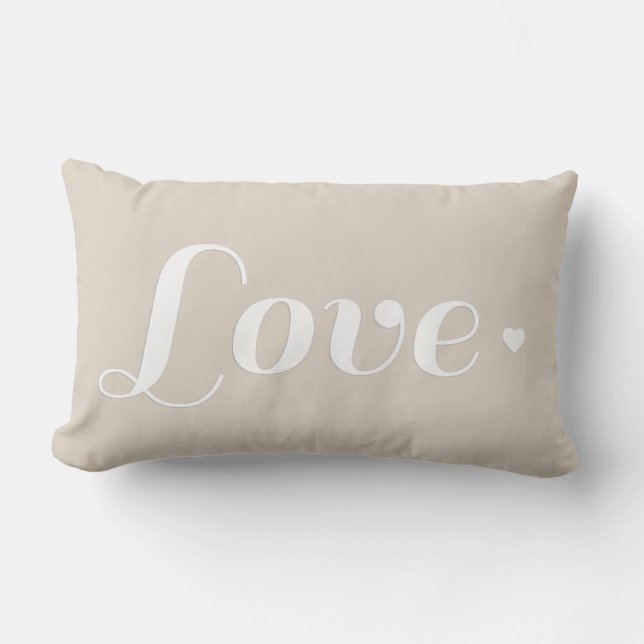 Almofada Lombar Linen Beige Love Heart (Frente)