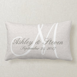 Almofada Lombar Linen Russo Olhe com Monograma Branco