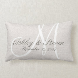 Almofada Lombar Linen Russo Olhe com Monograma Branco