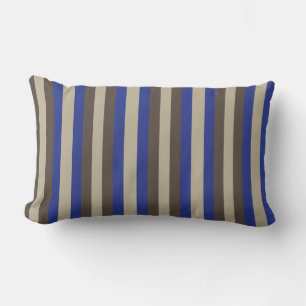 Almofada Lombar Listra Vertical Bege Marrom Azul