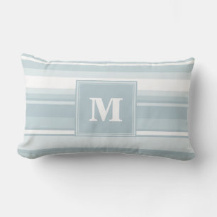 Almofada Lombar Listras azuis de gelo do monograma