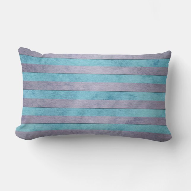 Almofada Lombar Listras de Lavanda Pastel e Azul Turquesa (Frente)