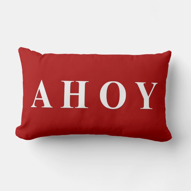 Almofada Lombar Listras náuticas brancas vermelhas da navigação (Frente)