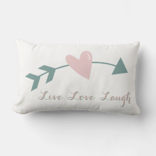 Almofada Lombar Live Love Laugh Travesseiro Com Coração E Seta