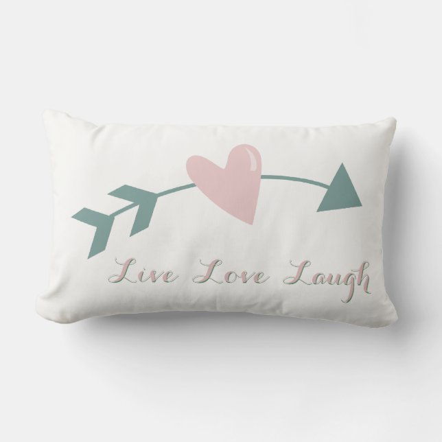 Almofada Lombar Live Love Laugh Travesseiro Com Coração E Seta (Frente)