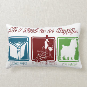 Almofada Lombar Livro, Vinho e Yorkie