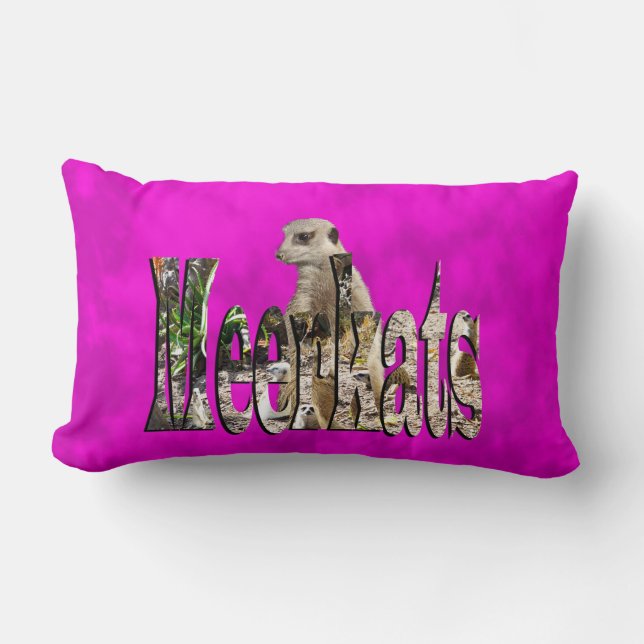 Almofada Lombar Logotipo Meerkat E Meerkats Em Roxo, (Frente)