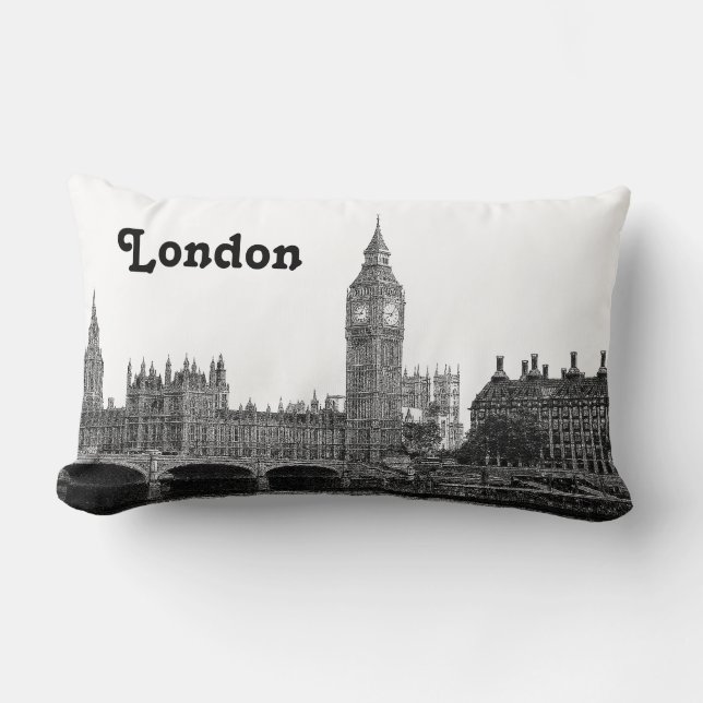 Almofada Lombar Londres Inglaterra - Skyline Etch (Frente)