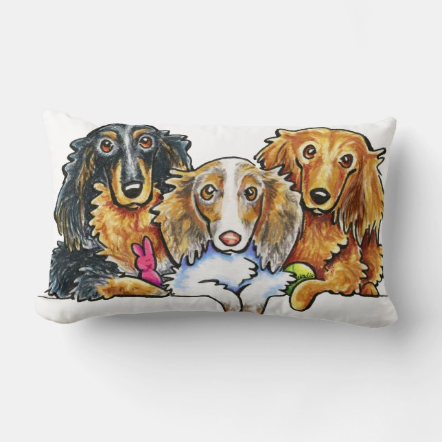 Almofada Lombar Longhaired Dachshund Trio (Frente)