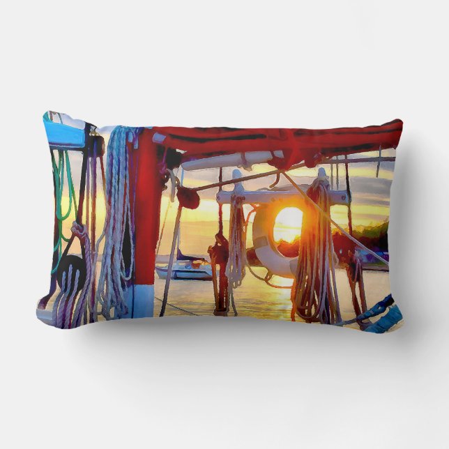 Almofada Lombar Lopez Island Sailing and Sunset Travesseiro decora (Frente)