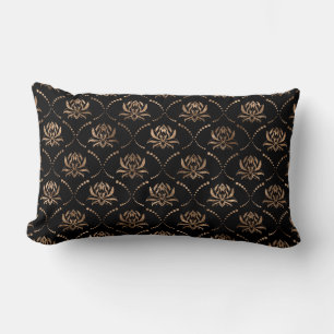 Almofada Lombar Lotus Flower Luxury - preto e ouro
