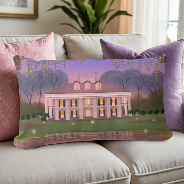 Almofada Lombar Louisiana Southern Mansion House Purple (Criador carregado)