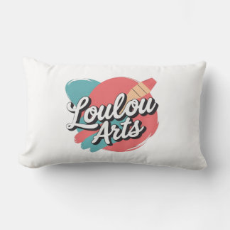 Almofada Lombar Loulou Arts Retro Pillow - Playful Pink Teal Brush