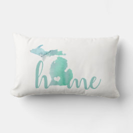Almofada Lombar Love Home State Of Michigan Watercolor Silhouette