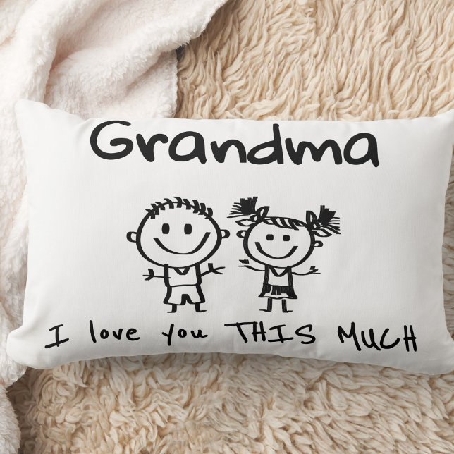 Almofada Lombar Love You Grandma Kids Art Personalized Gift (Criador carregado)