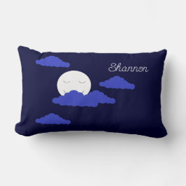 Almofada Lombar Lua Cheia Sorridente com Nuvens:
