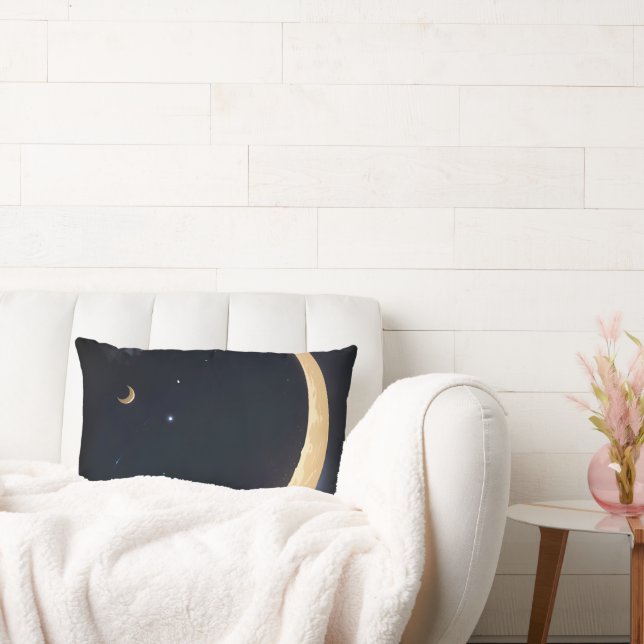 Almofada Lombar lua crescente flutuando no céu noturno (Sofá)