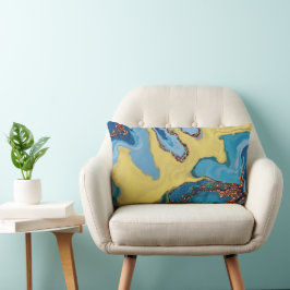Almofada Lombar Lumb abstrato de brilho azul e amarelo moderno
