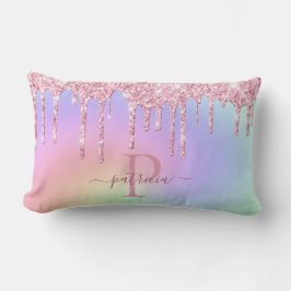 Almofada Lombar Lumbar P de Monograma Elegante com Glitter Rosa Gl