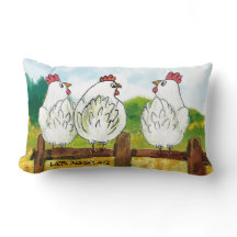 Lustige weiße Hühner - handgemalt | Kissen