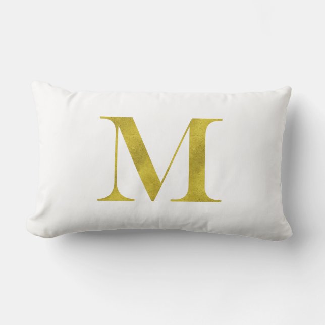 Almofada Lombar M Engravers Monogramas Faux Glitter Modelo (Frente)