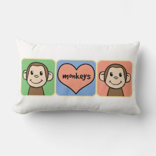 Almofada Lombar Macacos bonitos do clipart dos desenhos animados