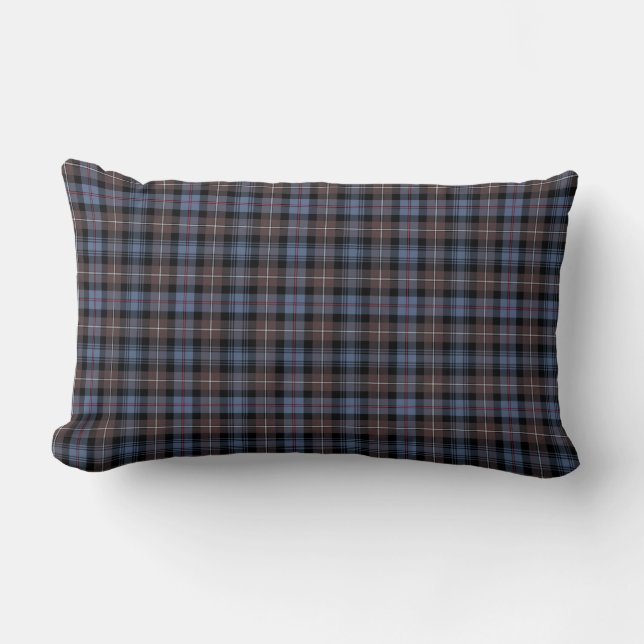 Almofada Lombar Mackenzie Clan Blue e Brown Scottish Tartan (Frente)