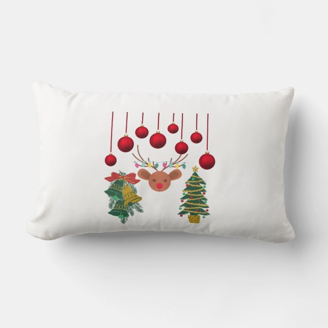 Almofada Lombar Magical Reindeer Bells and Christmas Tree Design  (Frente)