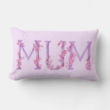 Mamãe texto Aquarela rosa roxo travesseiro de made