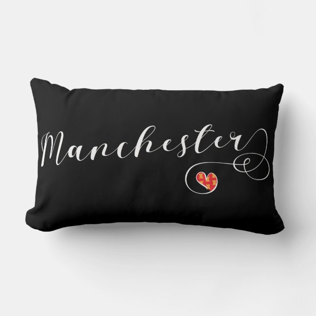 Almofada Lombar Manchester Heart Travesseiro decorativo, Inglaterr (Frente)