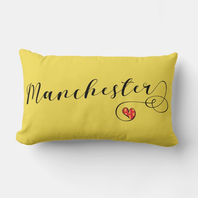 Almofada Lombar Manchester Heart Travesseiro decorativo, Inglaterr (Frente)