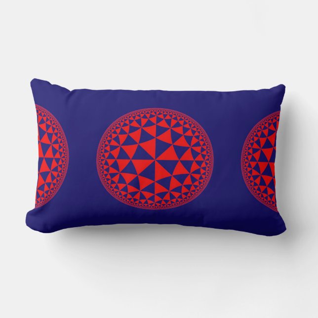 Almofada Lombar Mandalá de Triângulo Vermelho e Azul Preenchido (Frente)