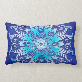 Almofada Lombar Mandala floral azul no fundo do grunge