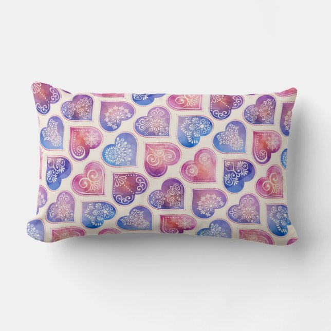 Almofada Lombar Mandala Hearts Pattern (Frente)