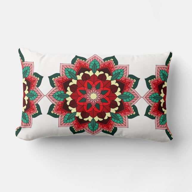 Almofada Lombar Mandala Pattern 02 in red (Frente)